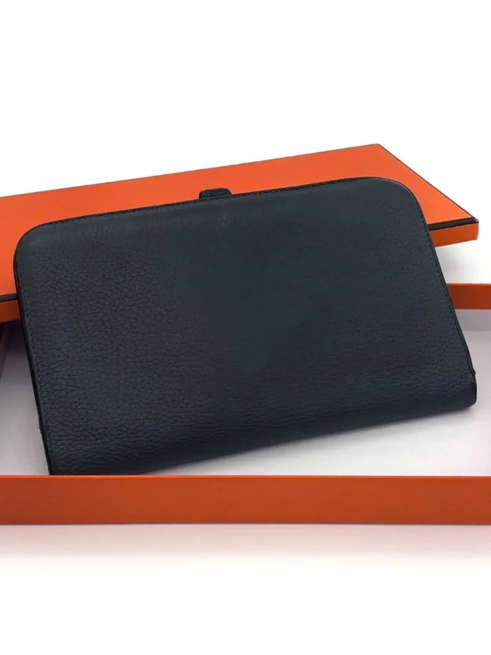 Hermes Dogon GM Togo Wallet Gray Silver Leather